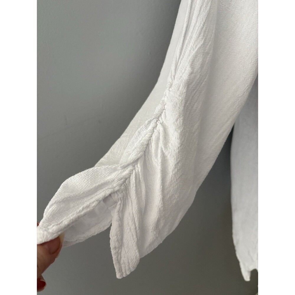 OH MY GAUZE Lana Top Size 1 S/M White Artsy Lagenlook Fairy Beach Ruched Sleeves - Picture 3 of 15